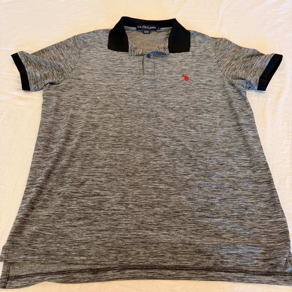 U.S. Polo Assn. Gray Polo Shirt with Black Collar